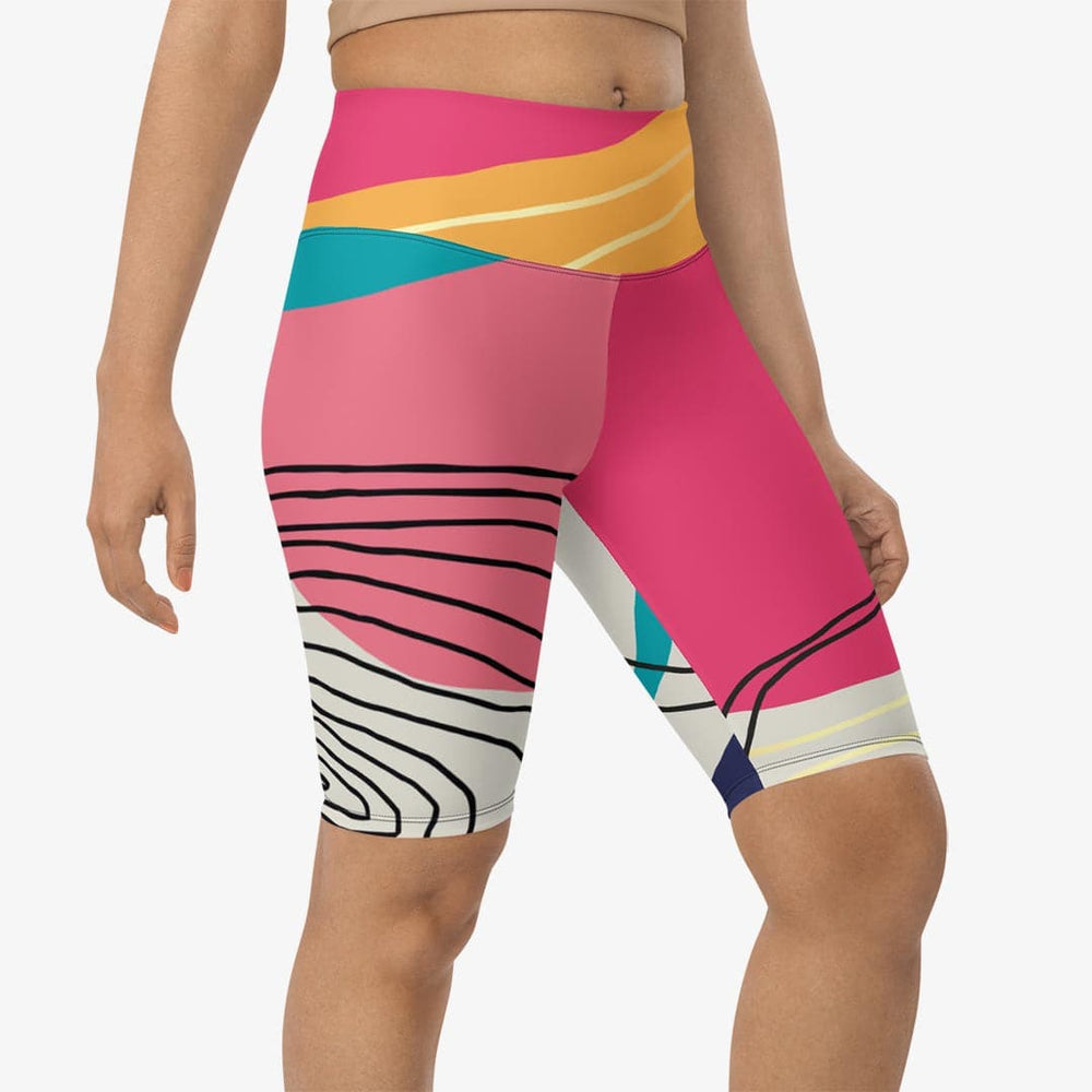 Modernist Biker Shorts – Fuchsia/Turquoise