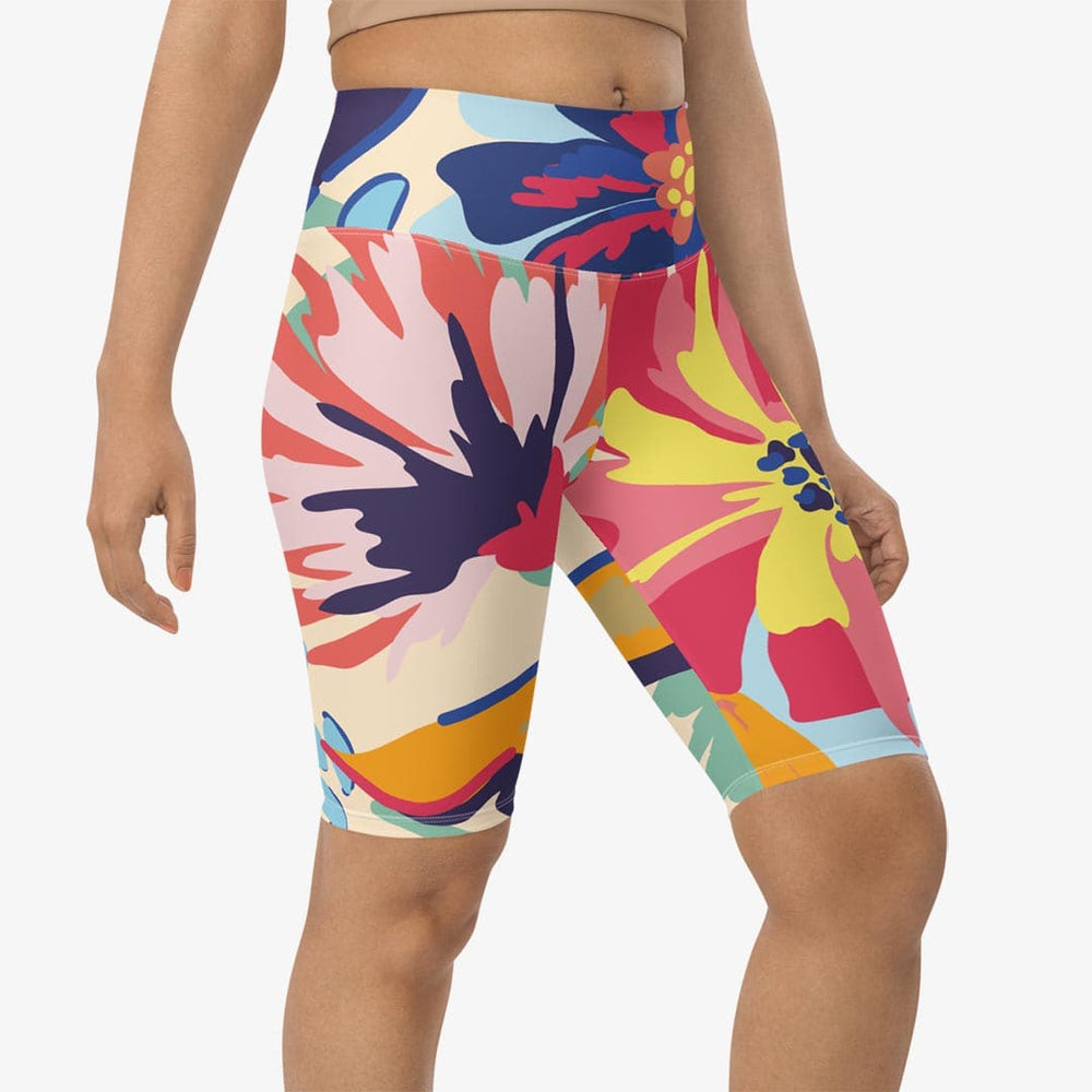 Flower Splash Biker Shorts – Red/Yellow/Blue