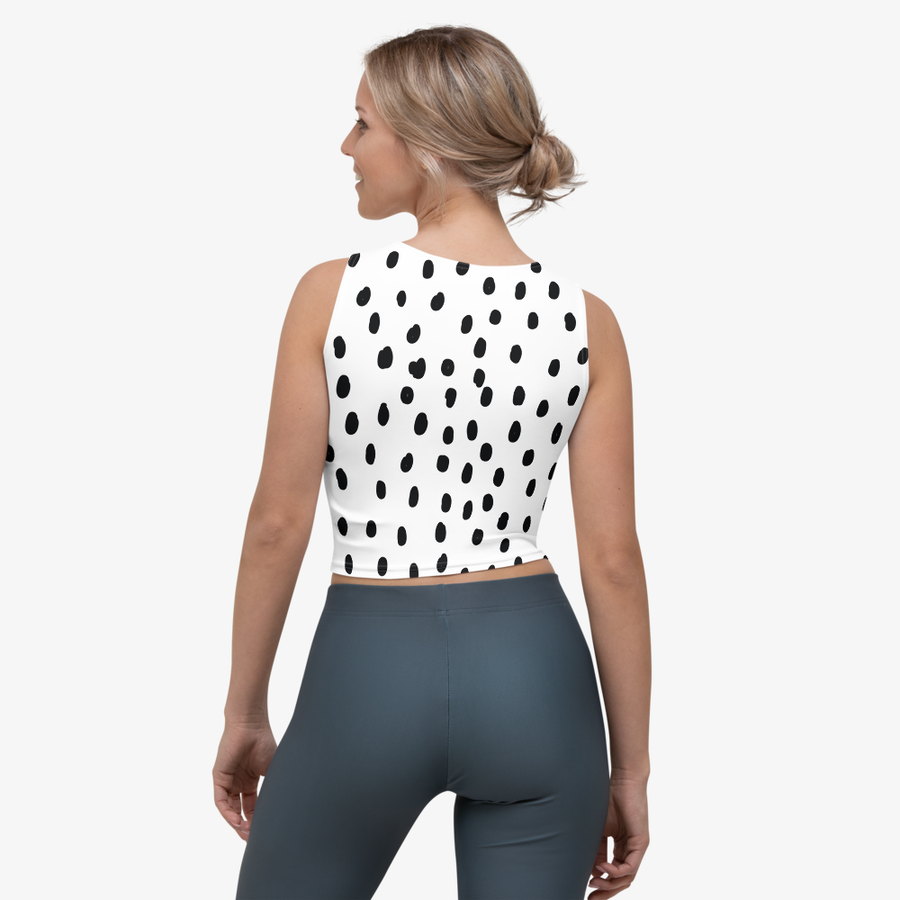 Patterned Crop Top "Dots" Black/White