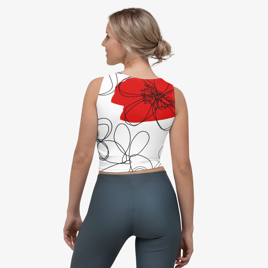 Crop Top "Daisy Doodles" Blue/Red