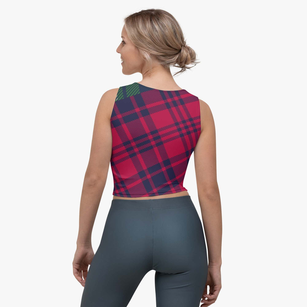 Crop top in red and blue patch work design