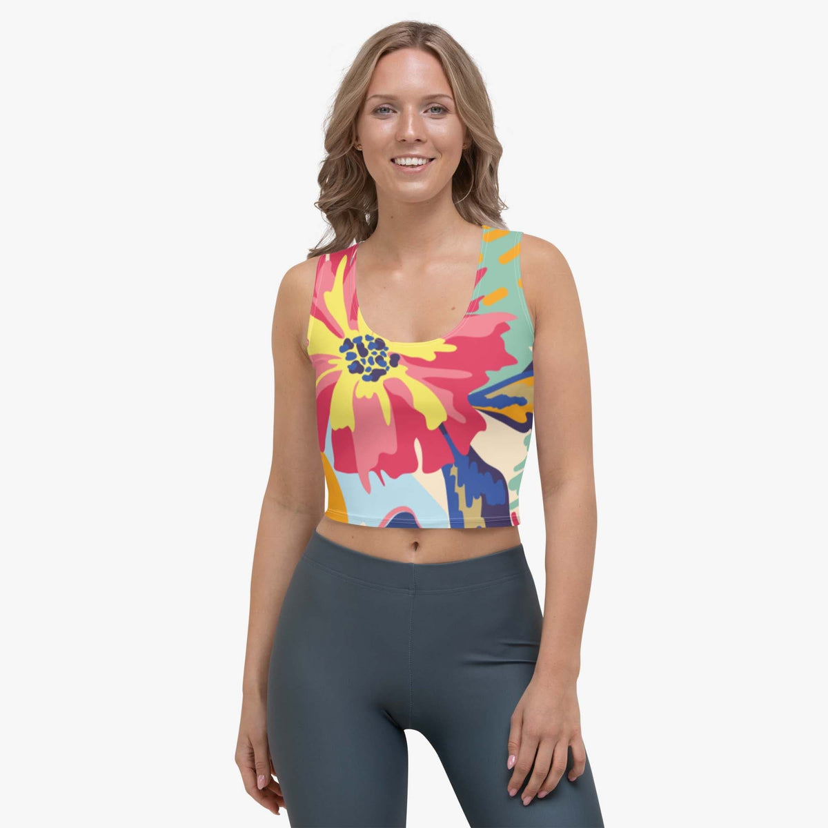 Flower Splash Crop Top – Red/Yellow/Blue