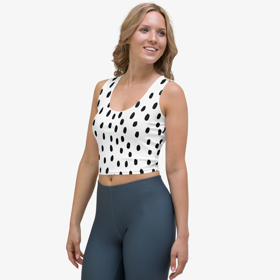 Patterned Crop Top "Dots" Black/White