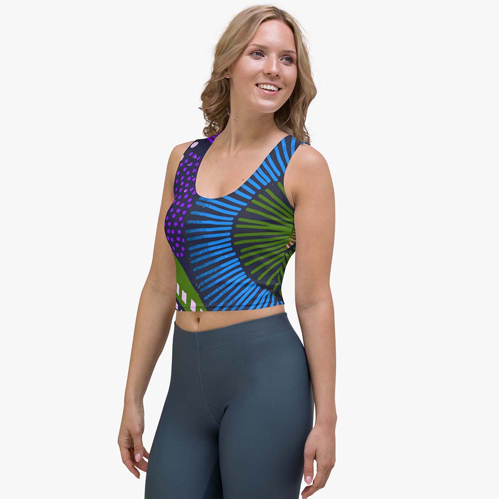 Ethno Pop Crop Top – Blue/Green
