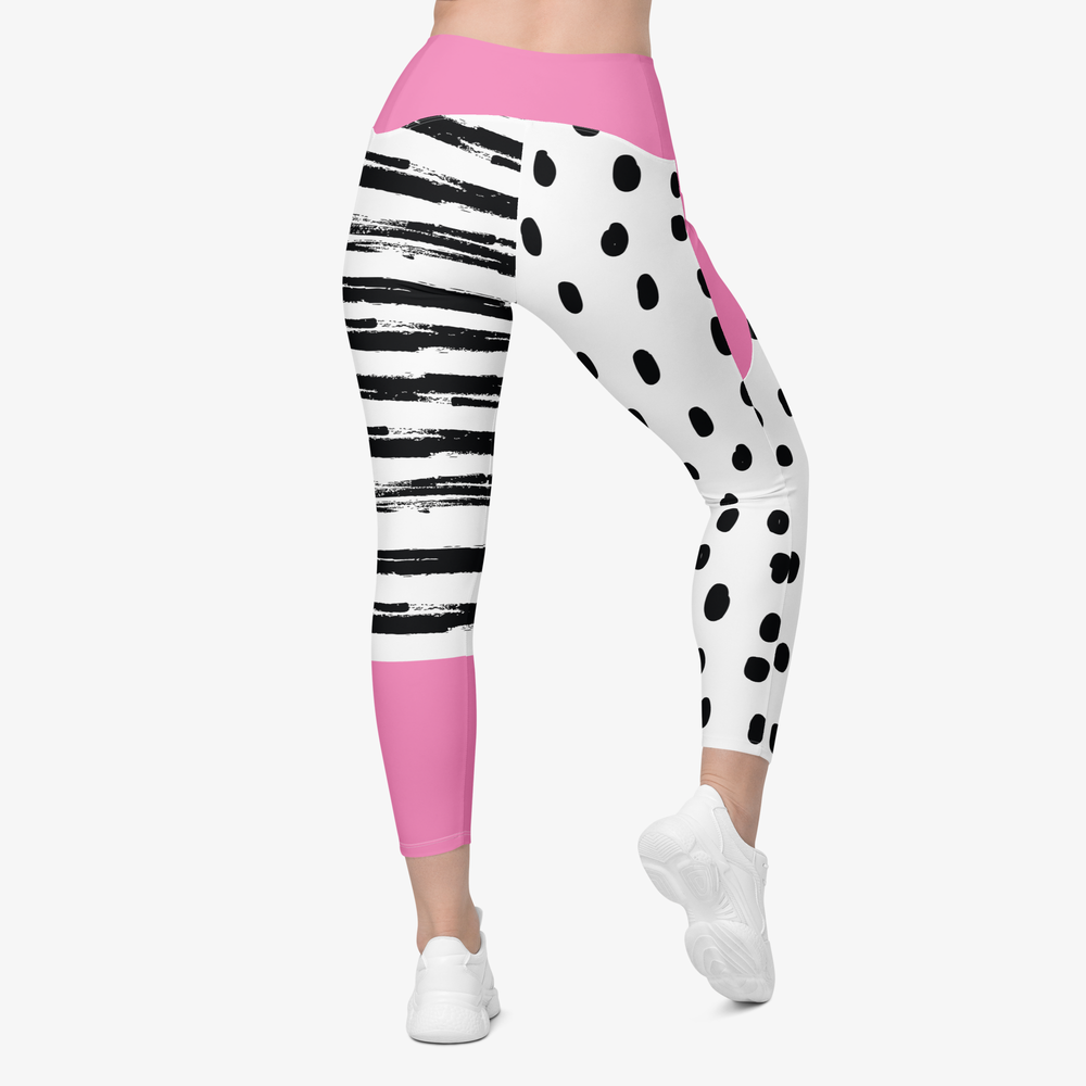 Dots & Stripes Pocket Leggings – Pink
