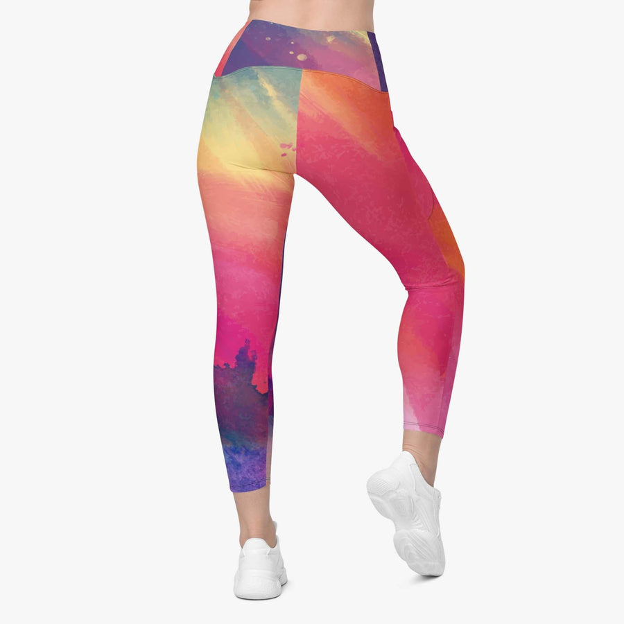 Artistic Colorful Rainbow Colored Roses Soft Leggings Multiple Sizes  w/POCKETS
