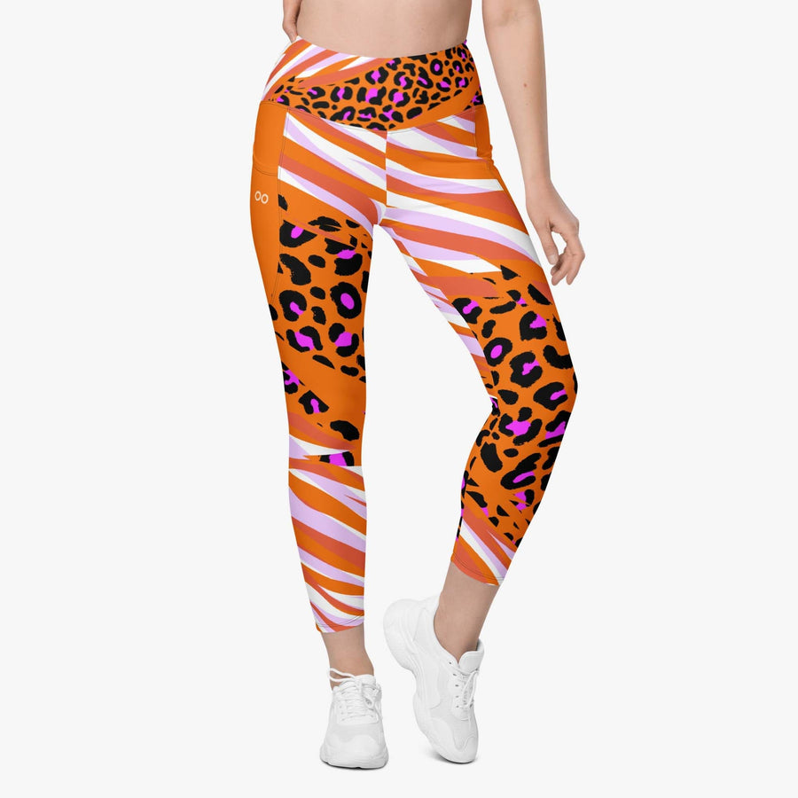 Recycled Animal Printed Leggings "Cheetiger" Orange with Pockets
