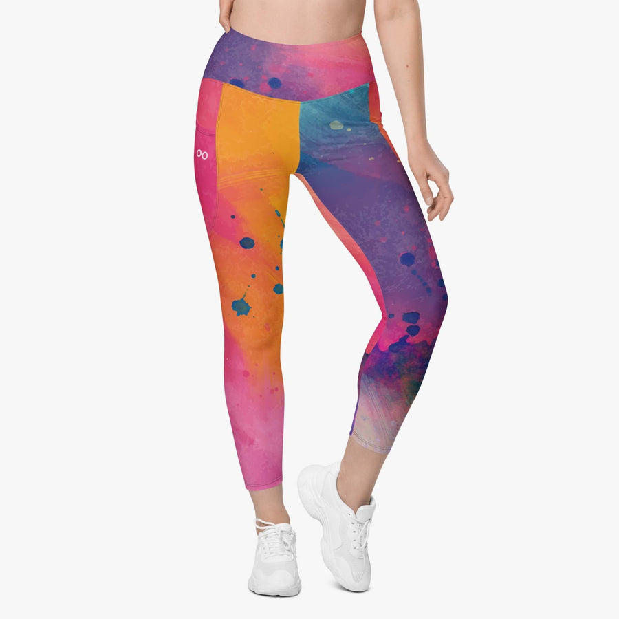 Paint Splatter Recycled Leggings With Pockets All-over Paint Splatter Print  Leggings Sizes 2XS 6XL 