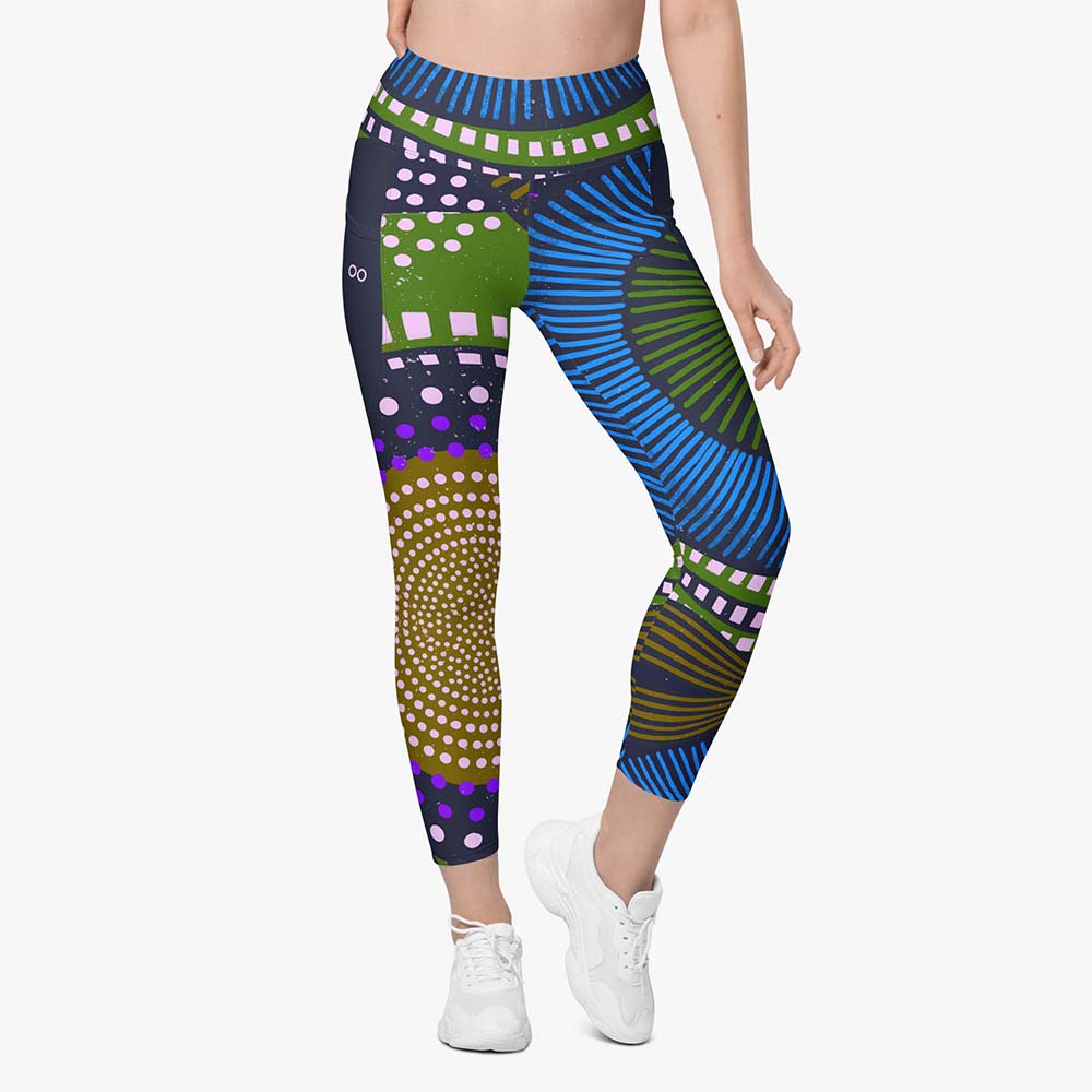 Ethno Pop Pocket Leggings – Blue/Green