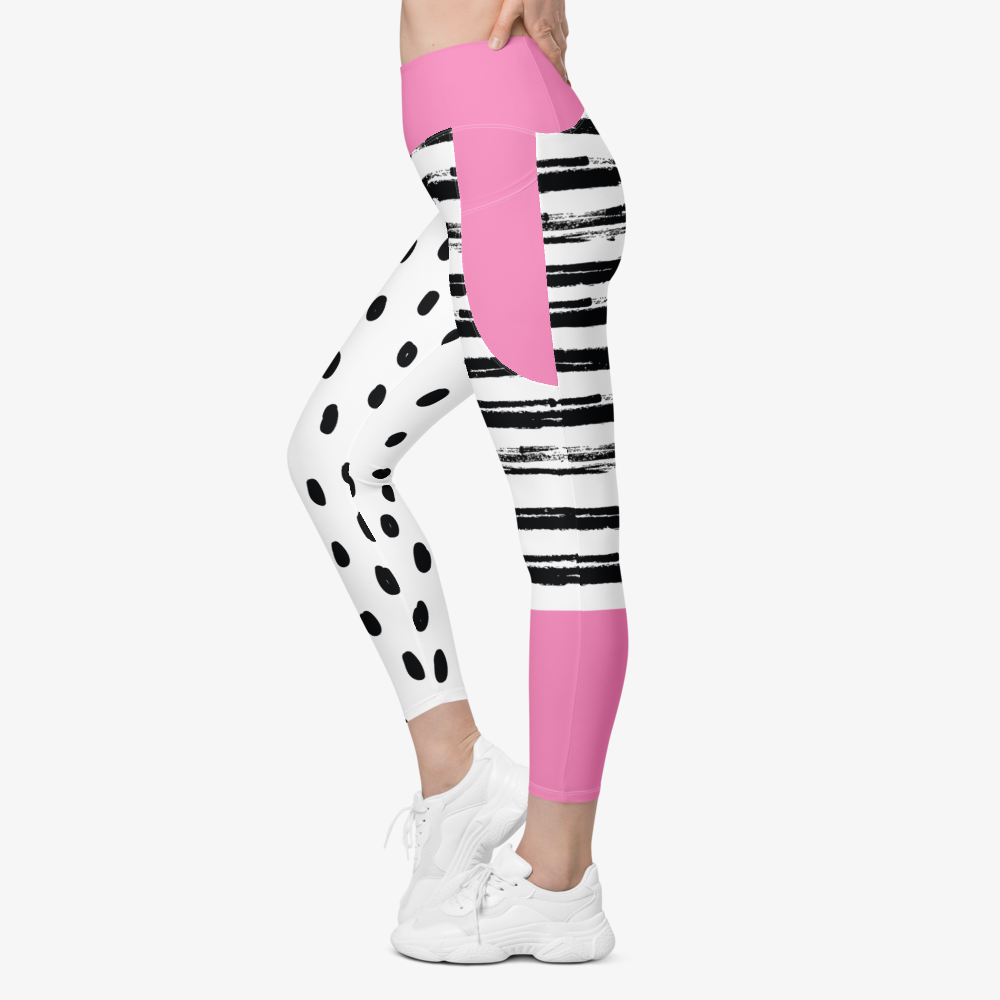 Dots & Stripes Pocket Leggings – Pink