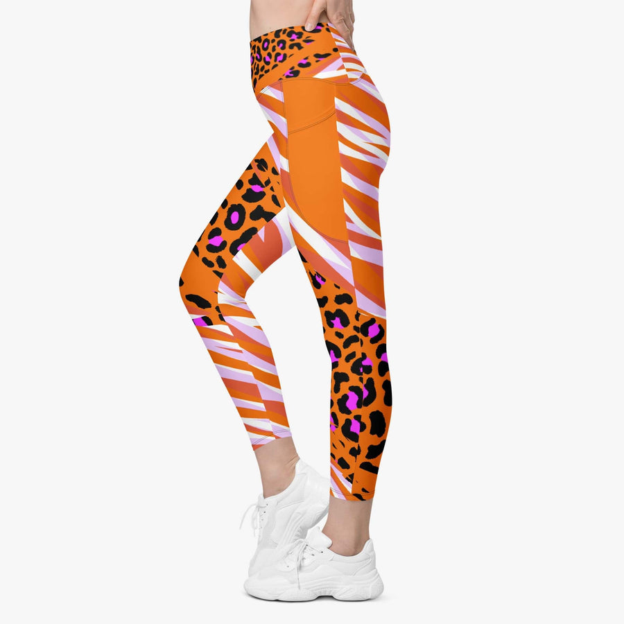 Recycled Animal Printed Leggings "Cheetiger" Orange with Pockets