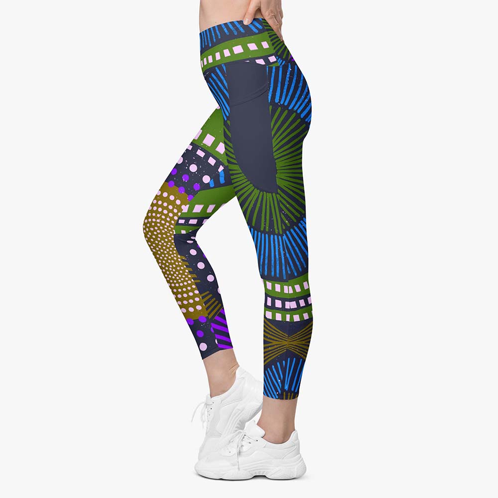 Ethno Pop Pocket Leggings – Blue/Green