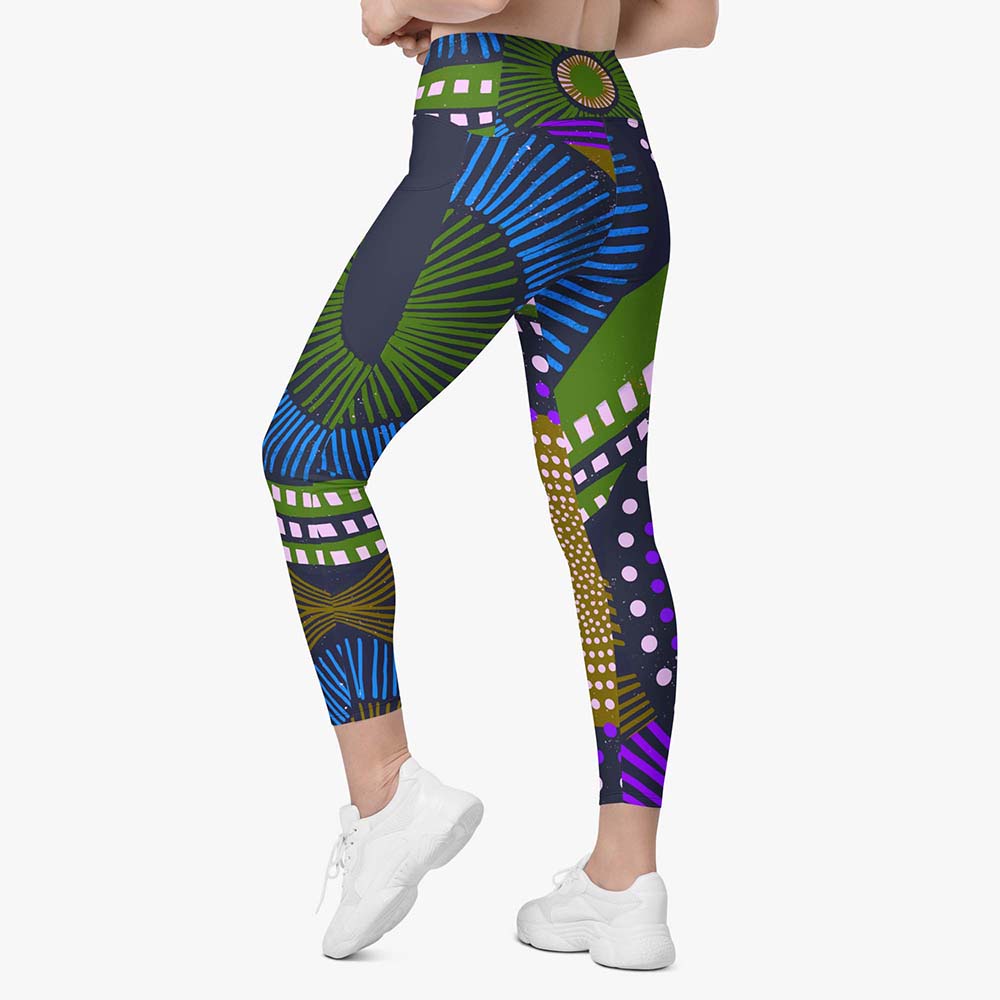 Ethno Pop Pocket Leggings – Blue/Green