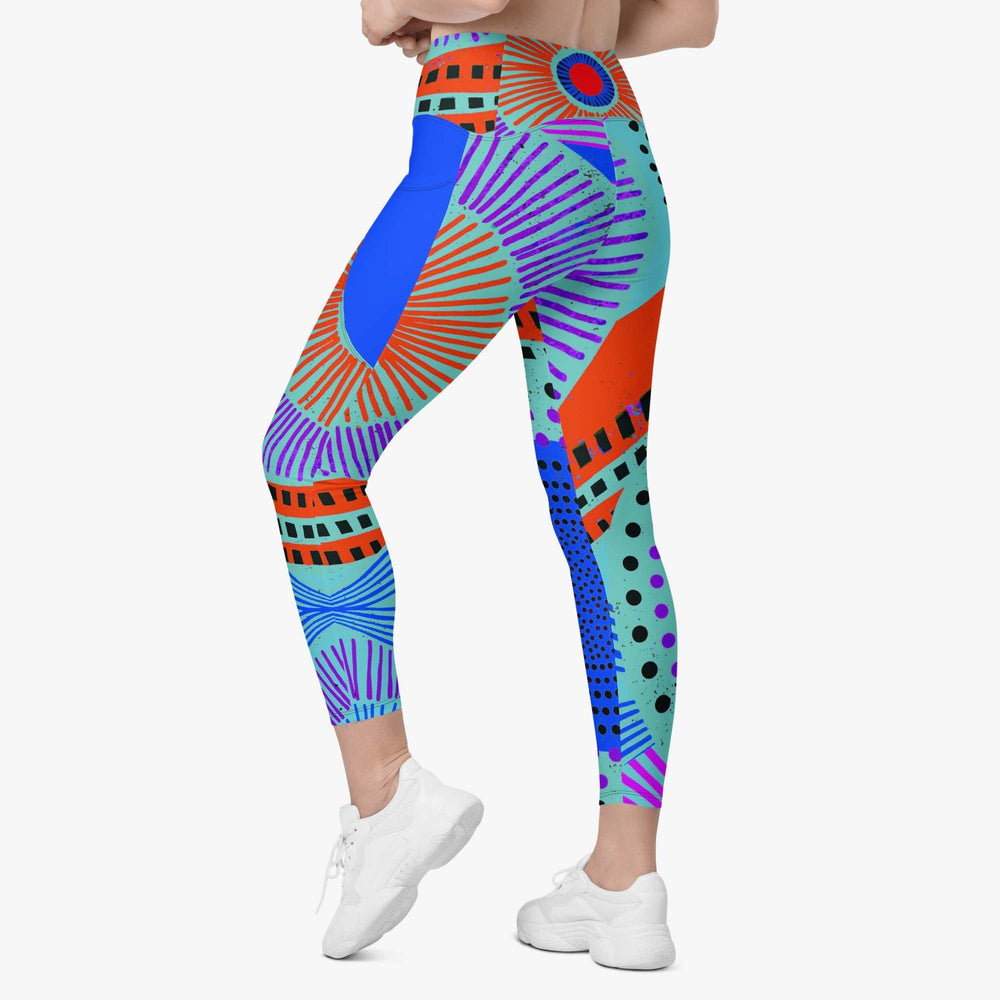 Ethno Pop Pocket Leggings – Turquoise/Red