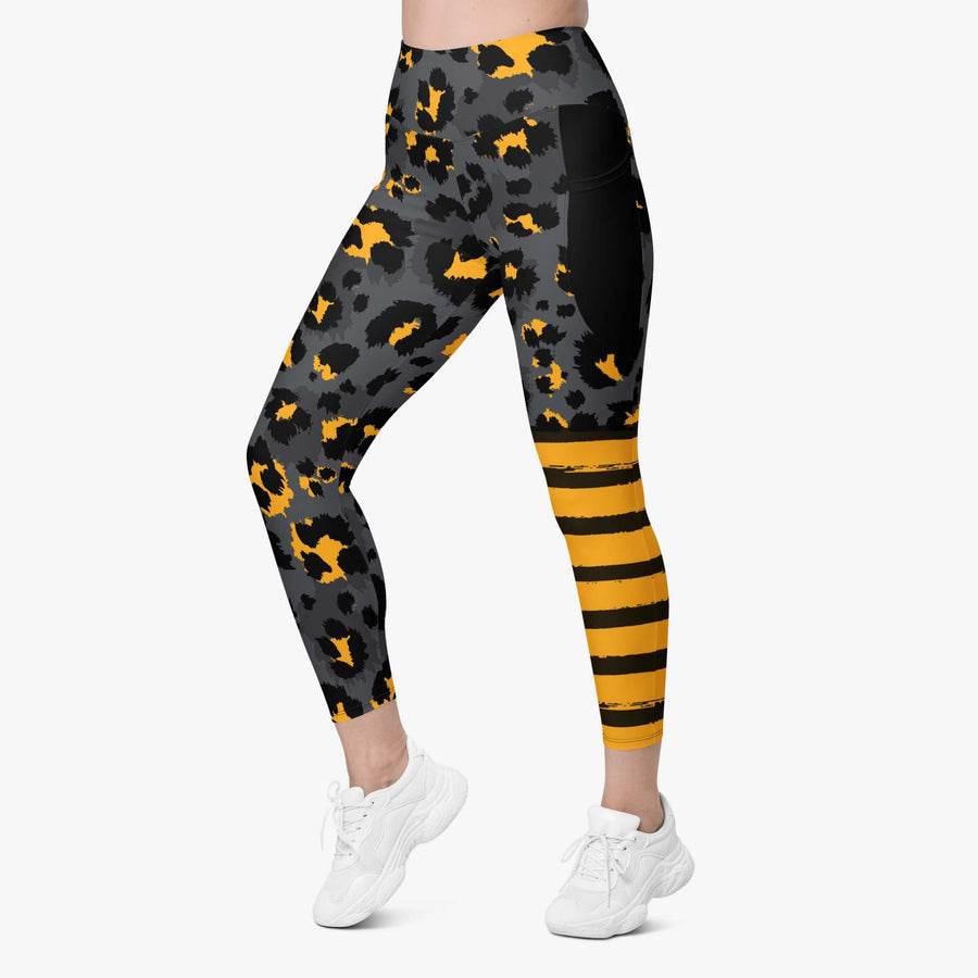 Animal Printed Leggings "BeePard" with Pockets Yellow/Black