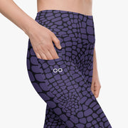 WAREHOUSE Recycled Animal Printed Leggings "CrocoZebra" Purple with Pockets