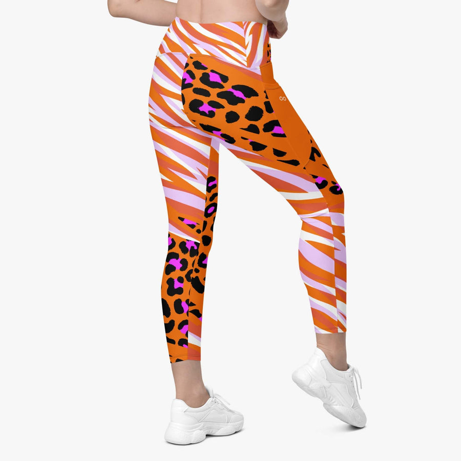 Animal Printed Leggings "Cheetiger" Orange with Pockets