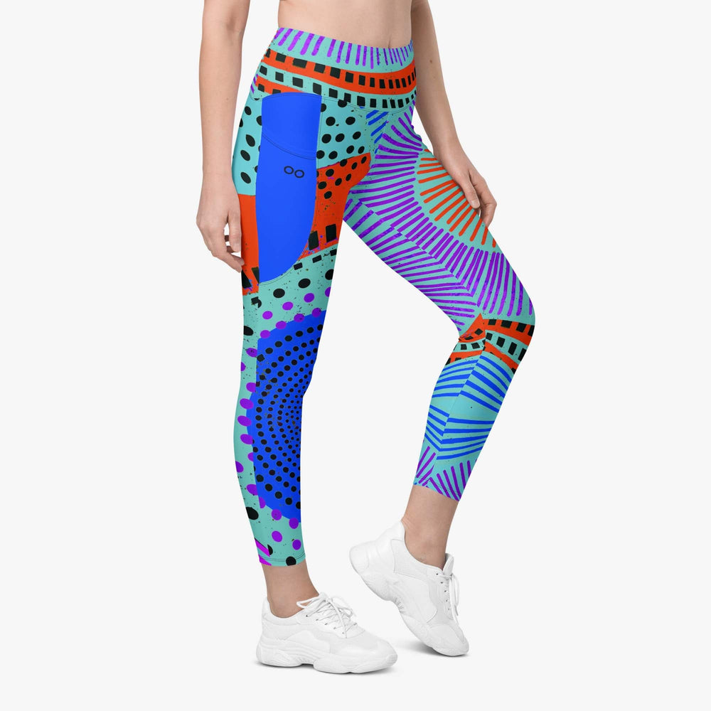Ethno Pop Pocket Leggings – Turquoise/Red