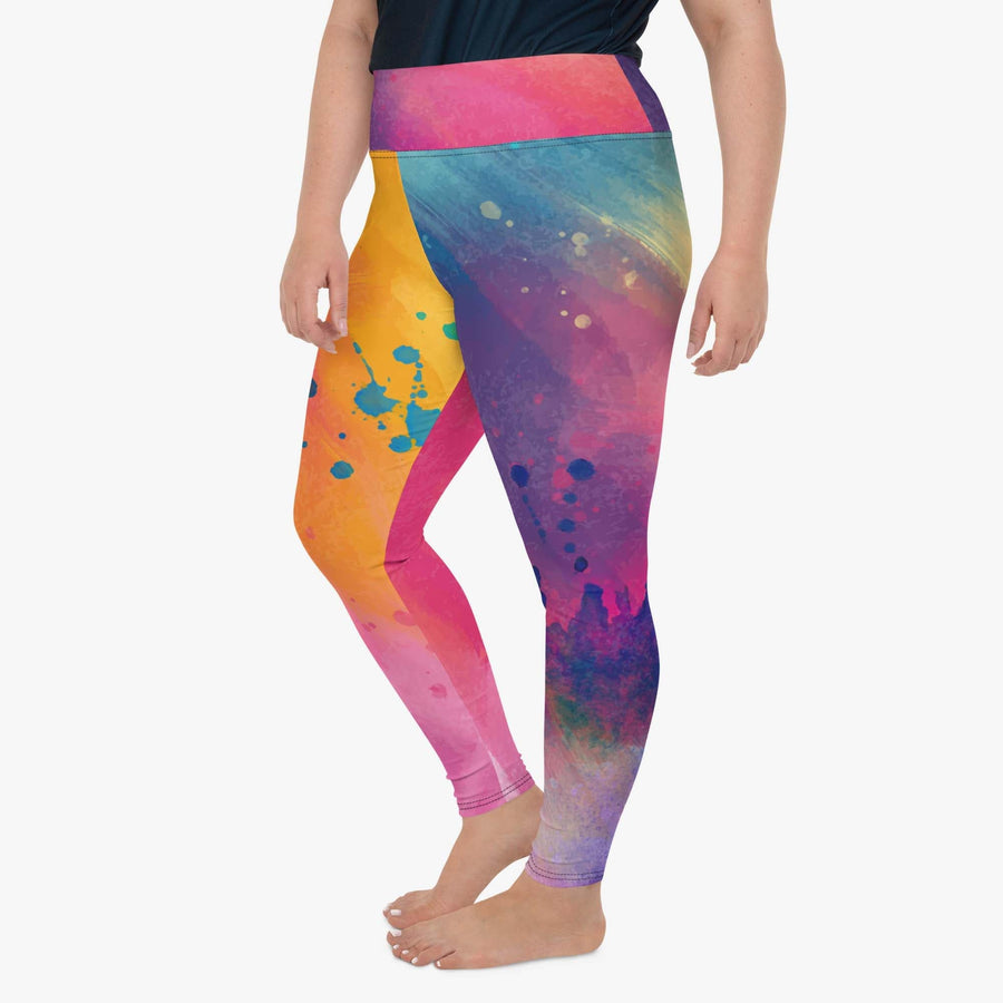 Printed Plus Size Leggings Cosmic Splash Orange/Purple/Pink – Loony Legs