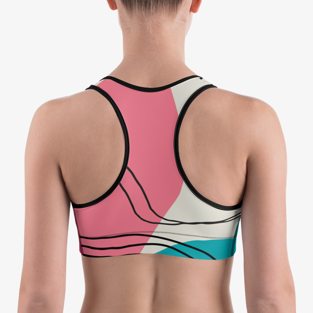 pink and white sports bra