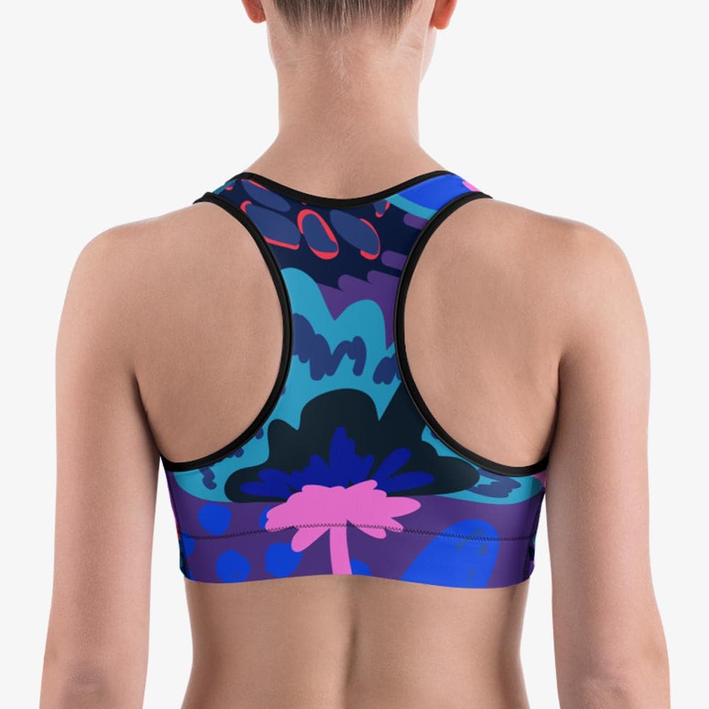Sports bra with racer back and floral design