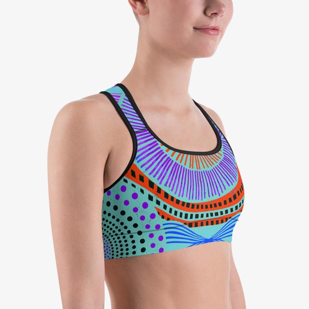 Ethno Pop Sports Bra – Turquoise/Red