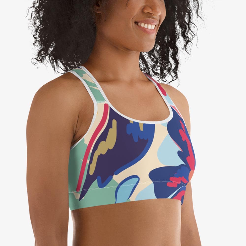 Flower Splash Sports Bra – Red/Yellow/Blue