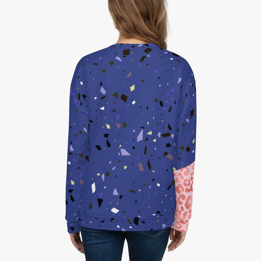 Fleece Sweatshirt "Wild Confetti" Blue/Rose Gold