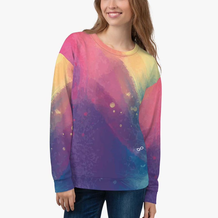 Fleece Sweatshirt "Cosmic Splash" Orange/Purple/Pink