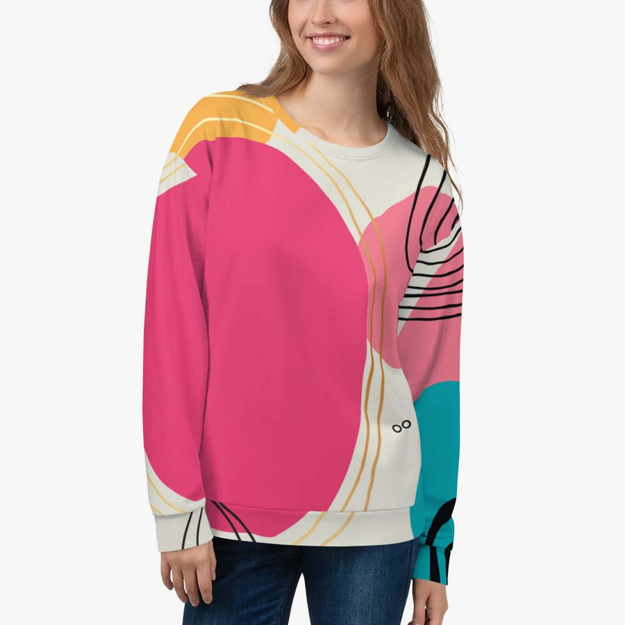 Fleece Sweatshirt "Modernist" Fuchsia/Turquoise