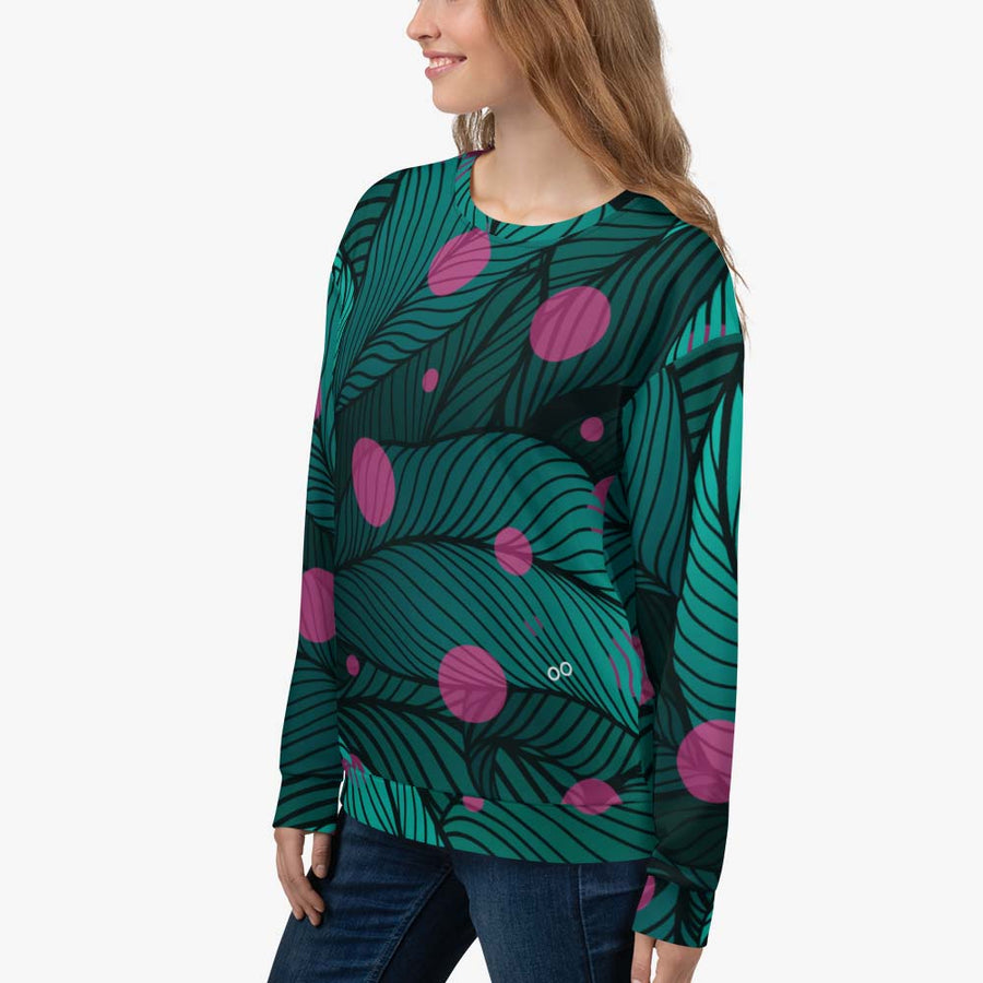 Fleece Sweatshirt "Fireflies" Green/Pink