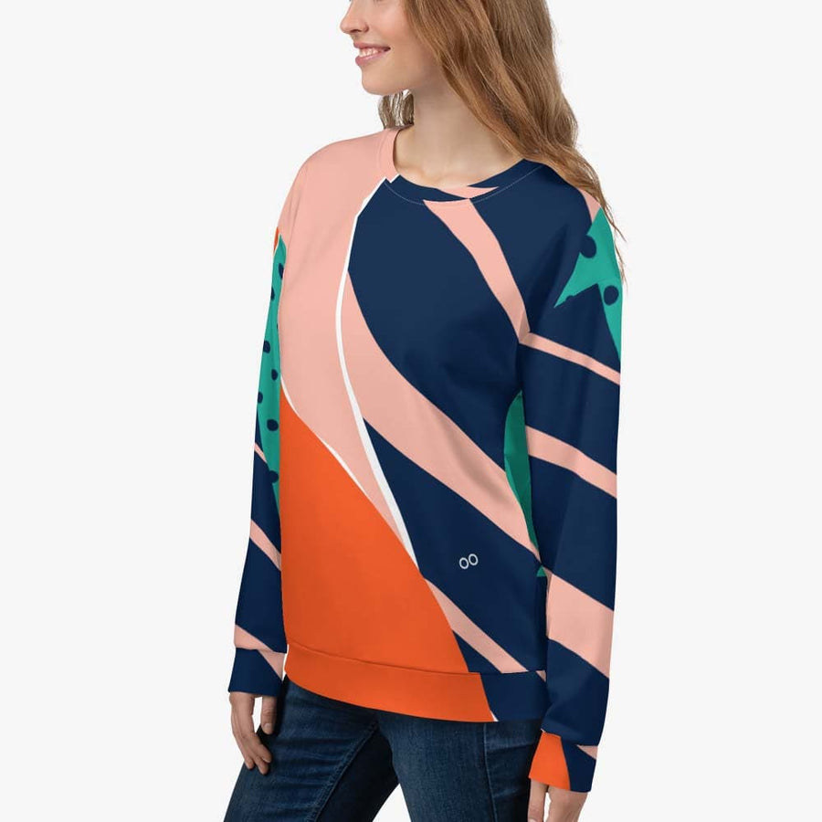 Fleece Sweatshirt "Collage" Orange/Teal