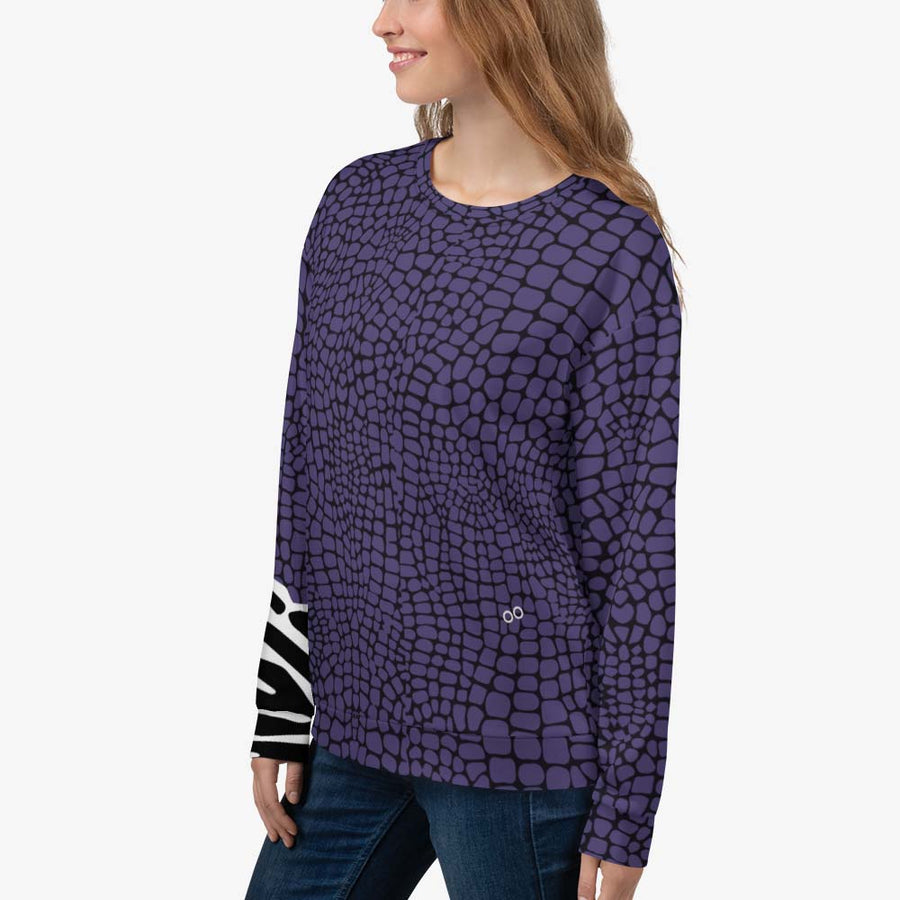 Fleece Sweatshirt "CrocoZebra" Purple