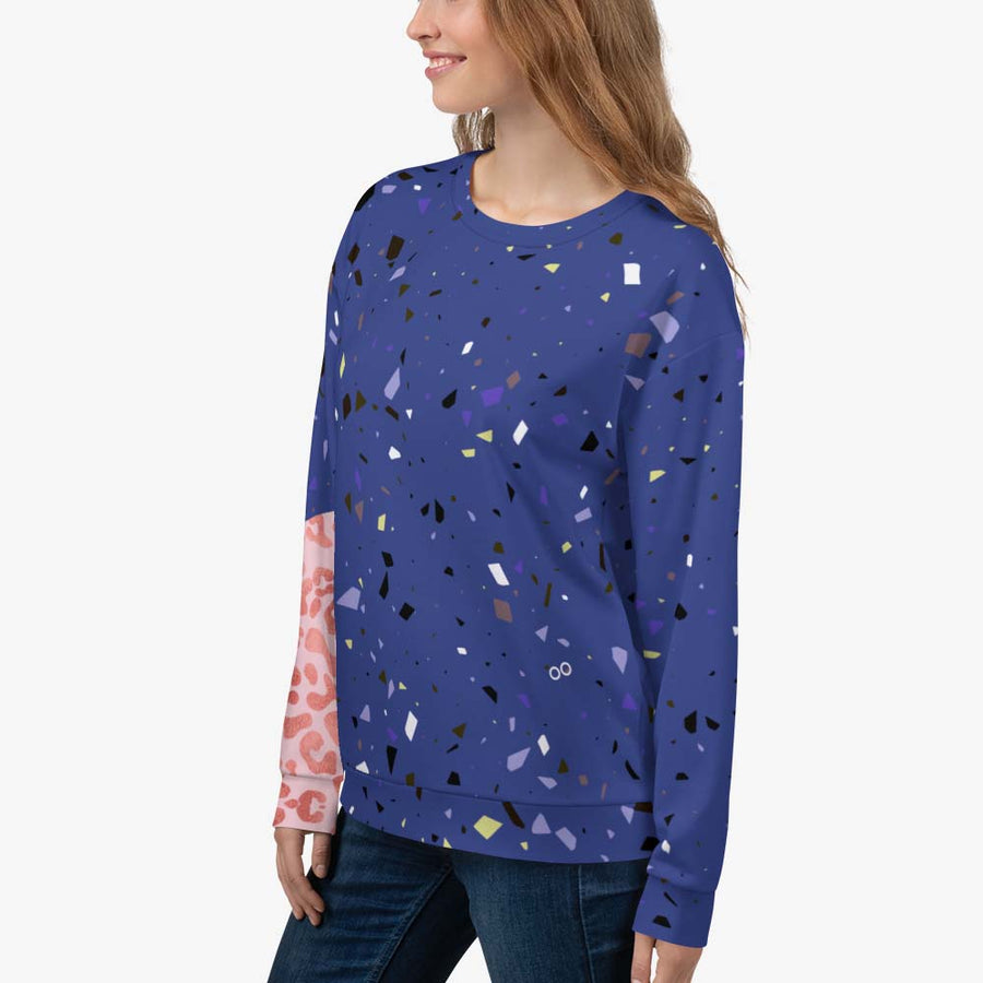 Fleece Sweatshirt "Wild Confetti" Blue/Rose Gold