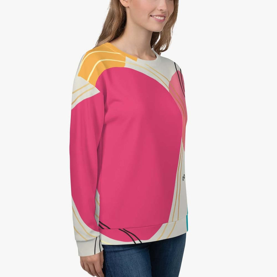 Fleece Sweatshirt "Modernist" Fuchsia/Turquoise