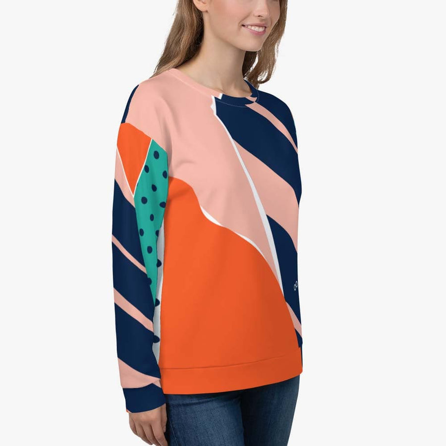 Fleece Sweatshirt "Collage" Orange/Teal