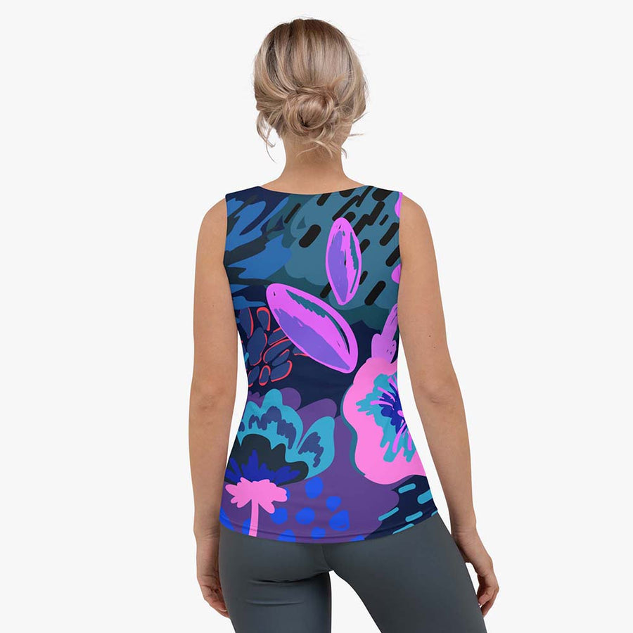 Floral Flex Vest "Flower Splash" Blue/Fuchsia