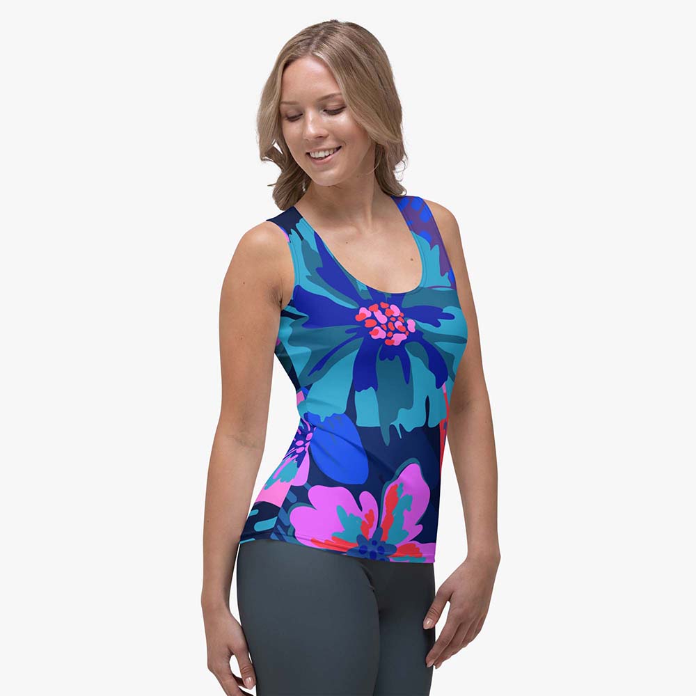Flower Splash Flex Vest – Blue/Fuchsia