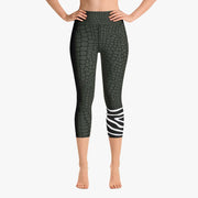 WAREHOUSE Animal Printed Capris "CrocoZebra" Dark Green