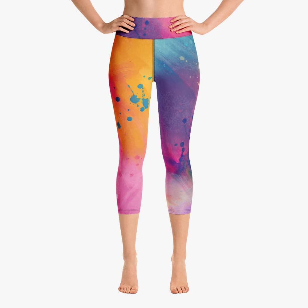 WAREHOUSE Printed Capris "Cosmic Splash" Orange/Purple/Pink