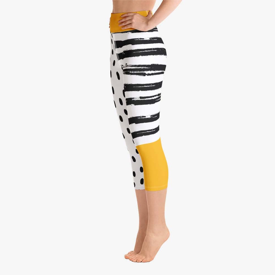 Capris + Sports Bras "Dots&Stripes" Yellow