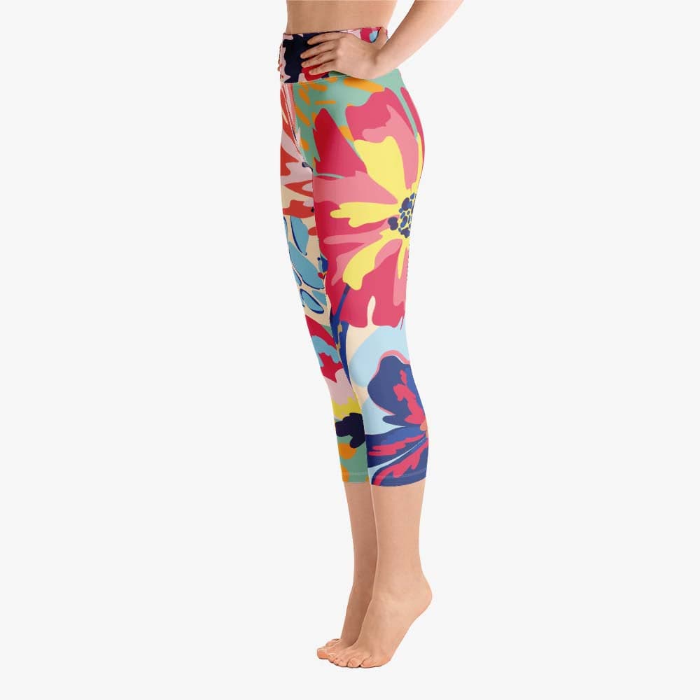 Flower Splash Capris – Red/Yellow/Blue