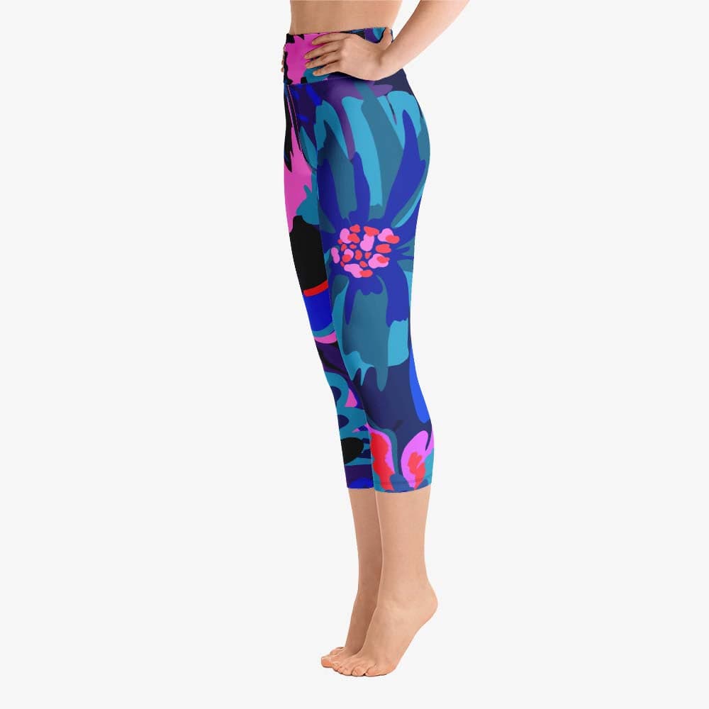 Flower Splash Capris – Blue/Fuchsia