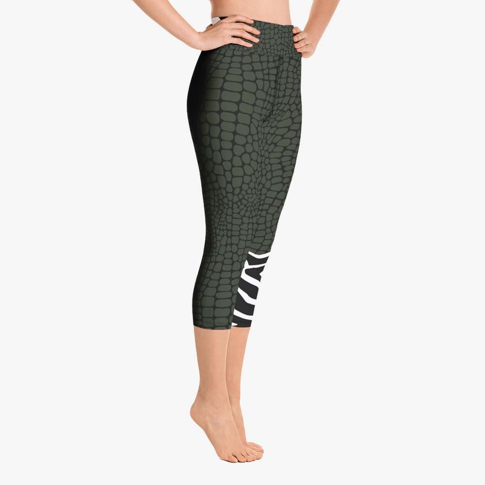 CrocoZebra Capris – Dark Green
