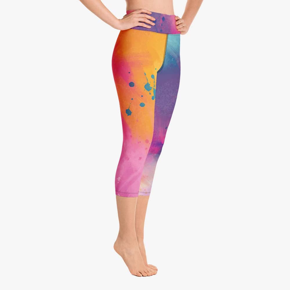 WAREHOUSE Printed Capris "Cosmic Splash" Orange/Purple/Pink