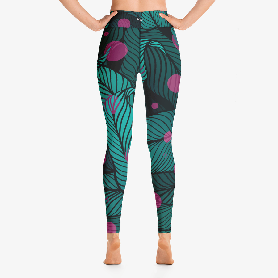 Leggings + Sports Bras "Fireflies" Green/Pink