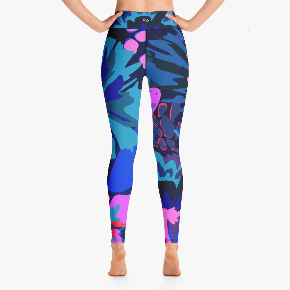 Flower Splash Leggings – Blue/Fuchsia