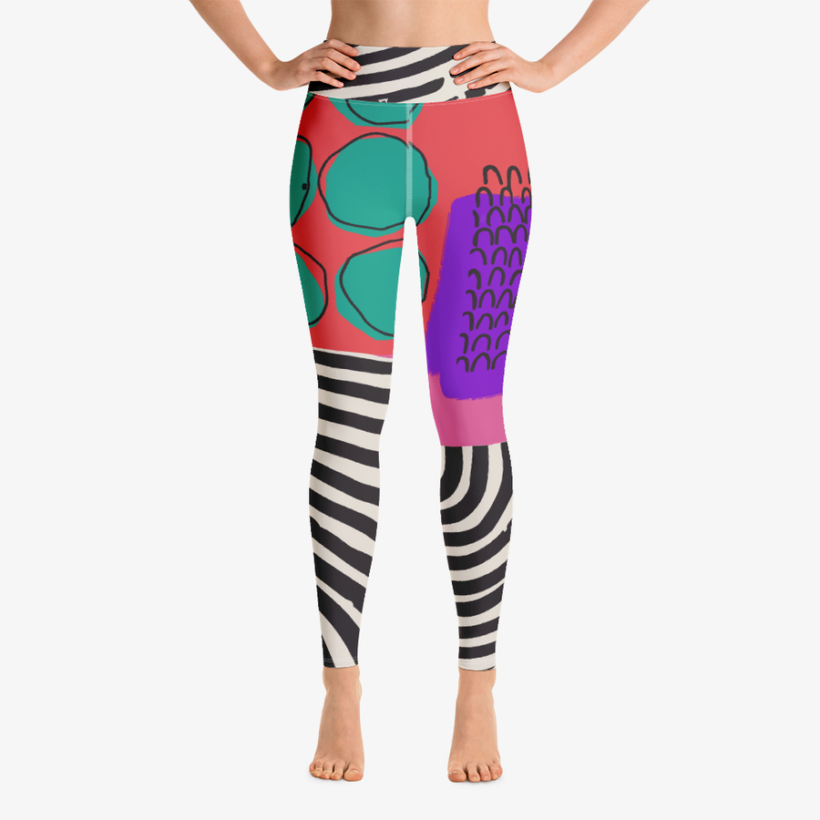 Printed Leggings "Circus" Red/Purple/Green
