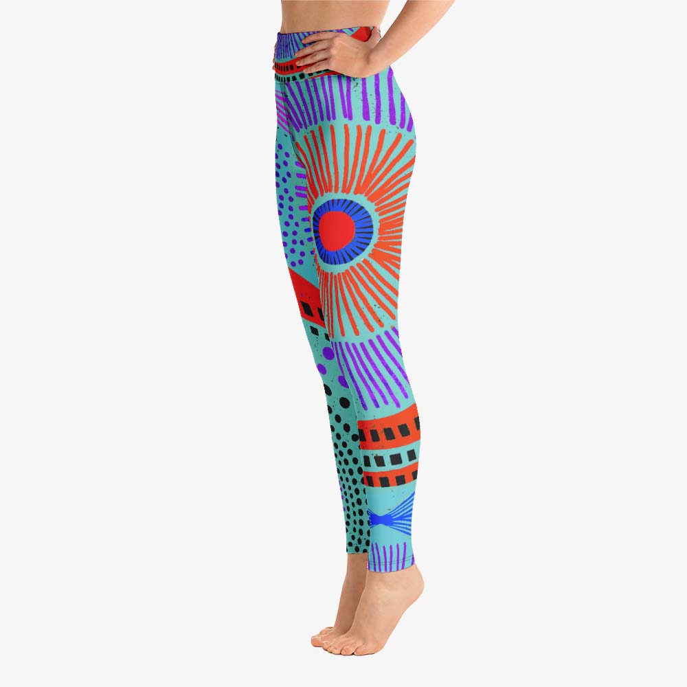 Ethno Pop Leggings – Turquoise/Red