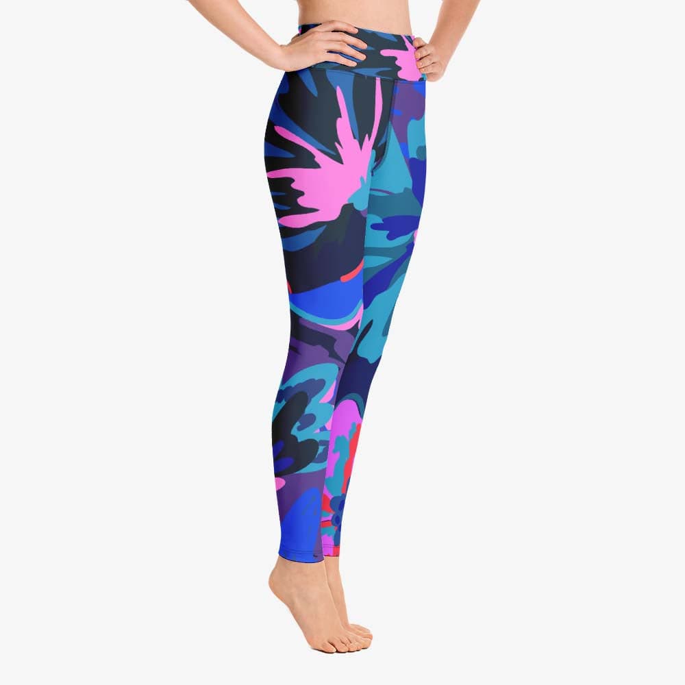 Flower Splash Leggings – Blue/Fuchsia